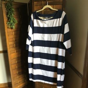 Lands End Rugby Style Crew Neck Cotton Dress